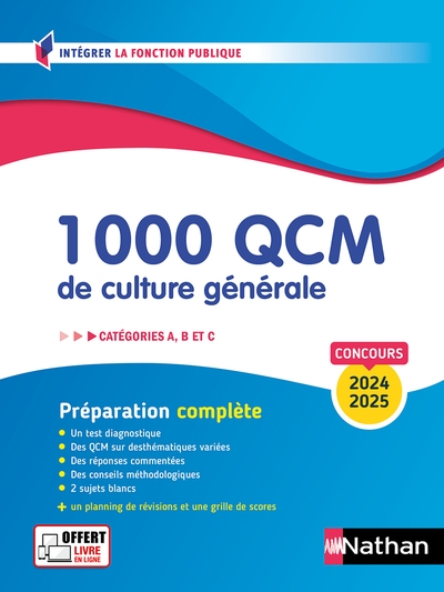 1 000 QCM de culture générale - Catégories A, B, C - 2024-2025 - N° 28