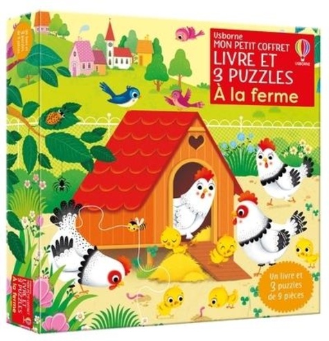 A la ferme. Mon petit coffret Livre et 3 puzzles