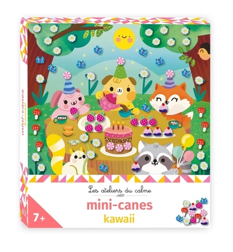 Mini-canes kawaii. Coffret avec 3 tableaux, 1 pince et 180 mini-canes en pâte polymère