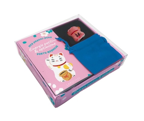 Mon Maneki-neko porte-bonheur Energie positive & optimisme. Coffret avec 1 livret + 1 chat porte-bonheur en céramique et son pochon en velours