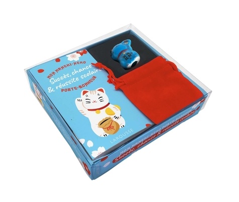 Mon Maneki-neko porte-bonheur Succès, chance et réussite scolaire. Coffret avec 1 livret + 1 chat porte-bonheur en céramique et son pochon en velours