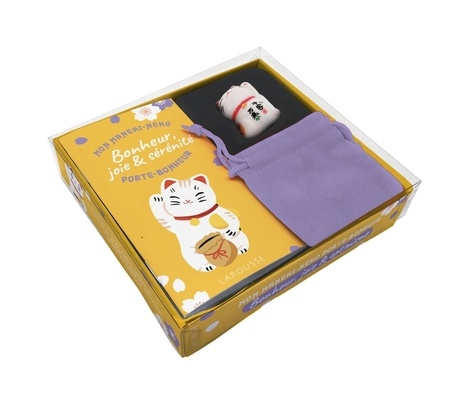 Mon Maneki-neko porte-bonheur Bonheur, joie et sérénité. Coffret avec 1 livret + 1 chat porte-bonheur en céramique et son pochon en velours