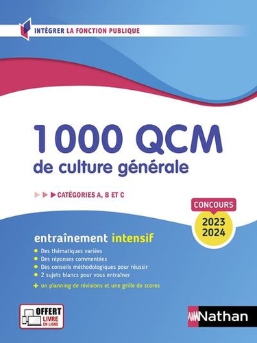 1000 QCM de culture générale. Catégories A, B, C, Edition 2023-2024