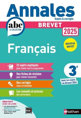 Français 3e. Sujets & corrigés, Edition 2025