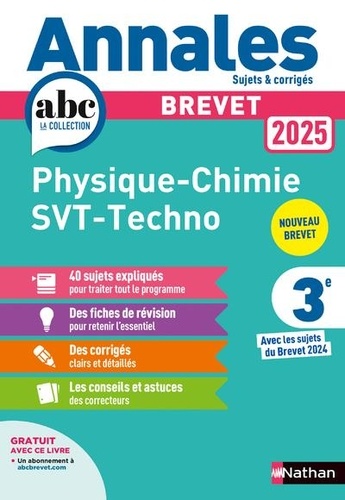 Physique-Chimie - Sciences de la vie et de la Terre - Technologie 3e. Sujets & corrigés, Edition 2025