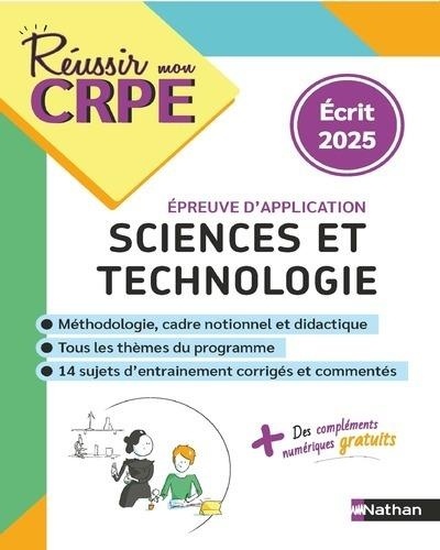 CRPE Sciences et Technologie. Epreuve écrite d'application, Edition 2025