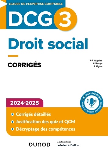 Droit social DCG 3. Corrigés, Edition 2024-2025
