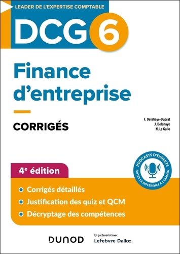 Finance d'entreprise DCG 6. Corrigés, 4e édition