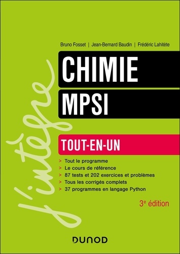 Chimie MPSI. Tout-en-un, 3e édition