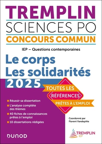 Tremplin Science Po IEP Le corps Les solidarités. Questions contemporaines. Concours commun, Edition 2025