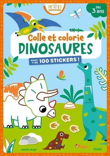 Colle et colorie Dinosaures. Avec plus de 100 stickers !