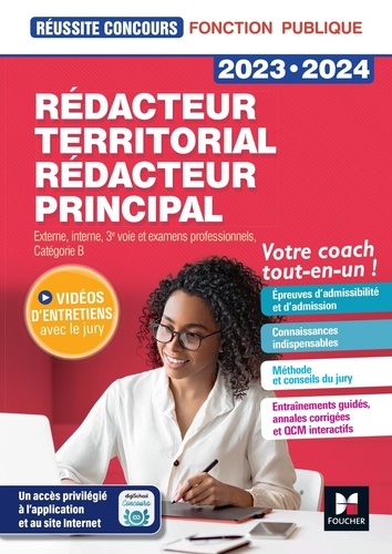 Rédacteur territorial/Rédacteur principal. oncours externe, interne, 3e voie et examens professionnels, Catégorie B, Edition 2023-2024