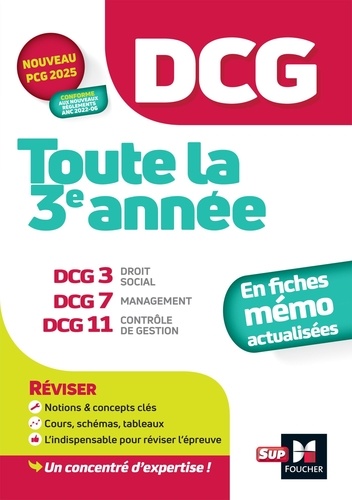Toute la 3e année DCG en fiches mémos. DCG 3, Droit social ; DCG 7, Management ; DCG 11, Contrôle de Gestion, Edition 2025