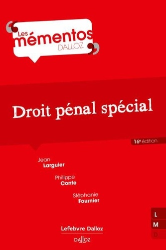 Droit pénal spécial. 16e édition