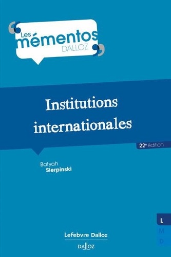 Institutions internationales. 22e édition