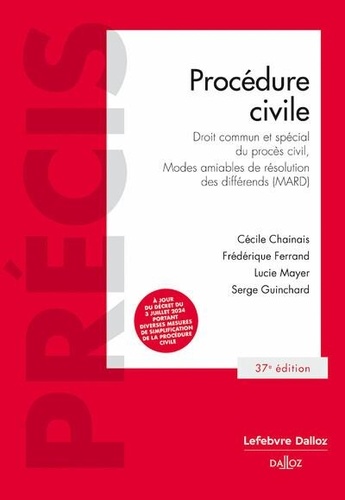 Procédure civile. Droit commun et spécial du procès civil, Modes amiables de résolution des différends (MARD), 37e édition