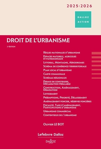 Droit de l'urbanisme. Edition 2025-2026