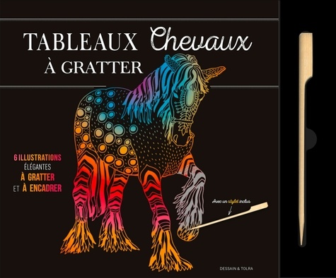 Tableaux chevaux à gratter. 6 illustrations élégantes à gratter et à encadrer. Avec un stylet inclus