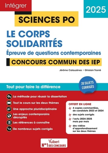 Le corps - Solidarités - Epreuve de questions contemporaines. Concours commun des IEP, Edition 2025