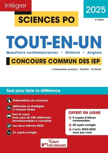 Sciences Po Tout-en-un Concours commun des IEP. Questions contemporaines - Histoire - Anglais, Edition 2025