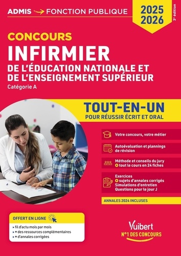 Concours infirmier de l'éducation nationale et de l'enseignement supérieur catégorie A. Tout-en-un, Edition 2025-2026