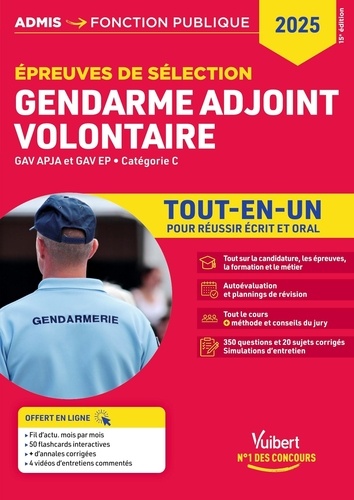 Epreuves de sélection Gendarme adjoint volontaire. GAV APJA et EP - Catégorie C, Edition 2025-2026