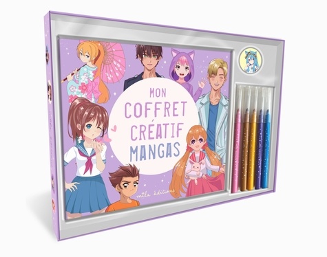 Mon coffret créatif mangas. Avec un livre de coloriage, 5 feutres et 15 stickers