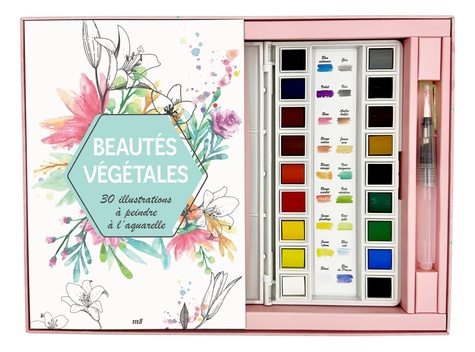 Beautés végétales. 30 illustrations à peindre à l'aquarelle. Avec 1 palette aquarelle, 1 pinceau réservoir, 2 nuanciers