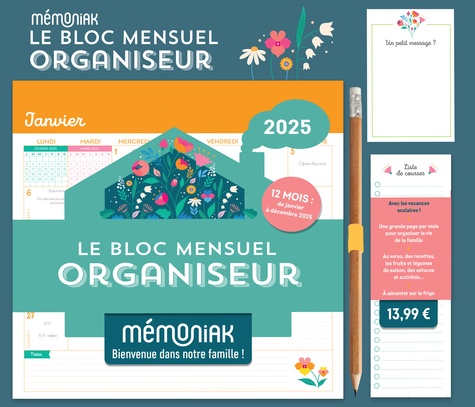 Le Bloc mensuel organiseur Mémoniak. Edition 2025