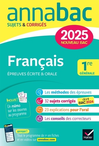 Français 1re générale. Sujets & Corrigés, Edition 2025