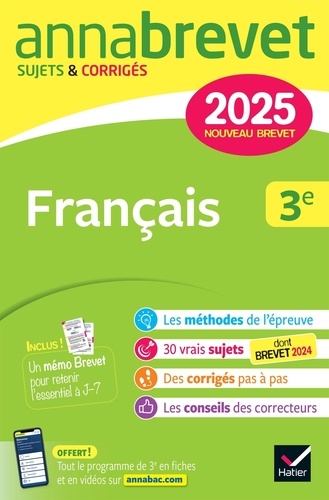 Français 3e. Sujets & Corrigés, Edition 2025