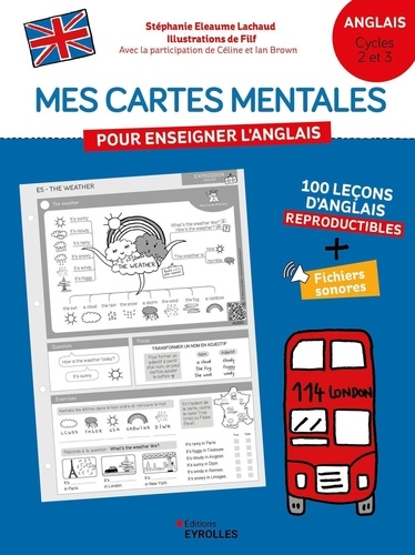 Mes cartes mentales pour enseigner l'anglais - Cycles 2 et 3. 100 leçons d'anglais reproductibles + fichiers sonores