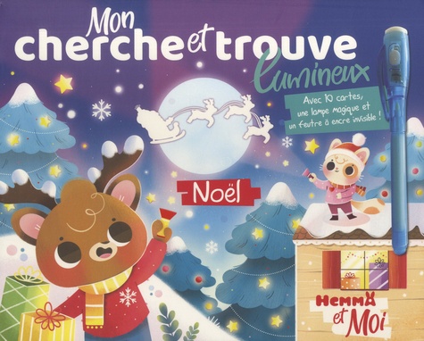 Mon cherche et trouve lumineux Noël. Avec 10 cartes, 1 lampe magique et 1 feutre à encre invisible