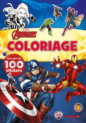 Avengers (Iron Man, Black Widow, Captain America). Coloriage avec plus de 100 stickers