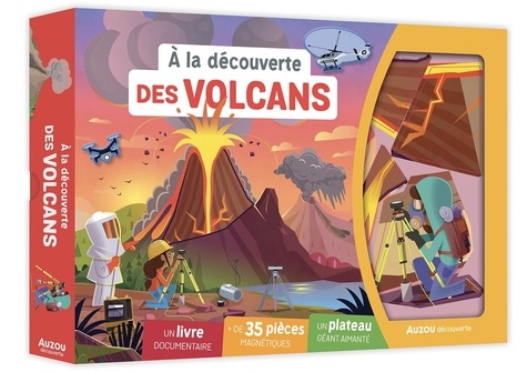 A la découverte des volcans. Coffret avec 1 livre documentaire, + de 35 pièces magnétiques et + plateau géant aimanté