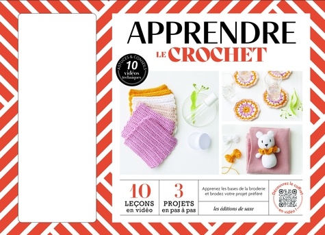 Apprendre le crochet. Coffret  avec 1 livret, 1 crochet, 4 pelotes et 12 anneaux marqueurs