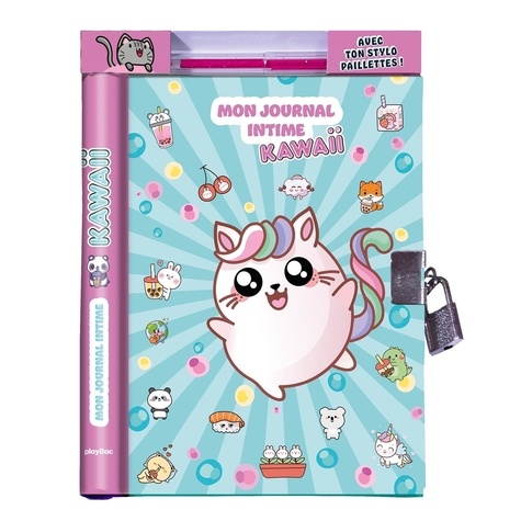 Mon journal intime Kawaii. Avec 1 stylo paillettes