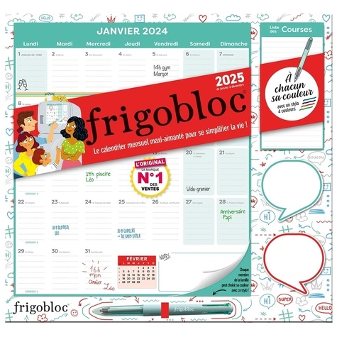 Frigobloc mensuel A chacun sa couleur. Avec un stylo 4 couleurs, Edition 2024-2025