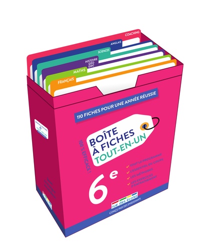 Boîte à fiches Tout-en-un 6e. 110 fiches recto-verso pour réussir sa sixième !