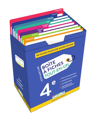 Boîte à fiches Tout-en-un 4e. 110 fiches pour une année réussie