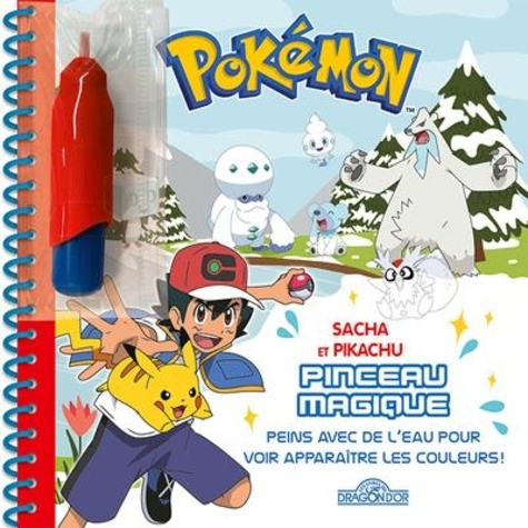 Pokémon : Sacha et Pikachu. Avec un pinceau à eau