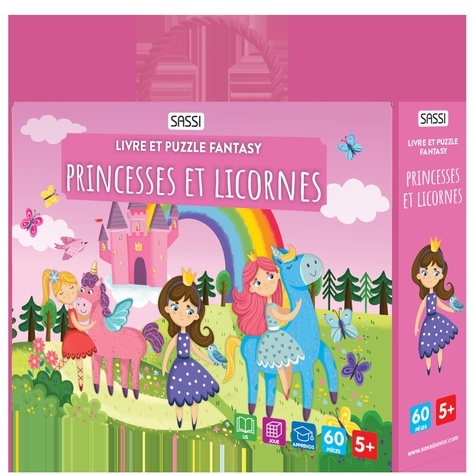 Livre et puzzle fantasy. Princesses et licornes