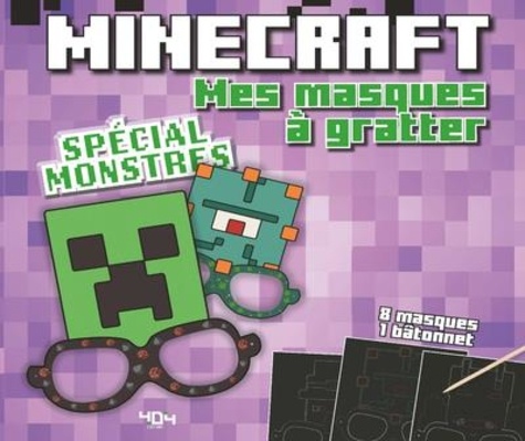 Mes masques à gratter Minecraft spécial monstres. Avec 8 masques et 1 bâtonnet