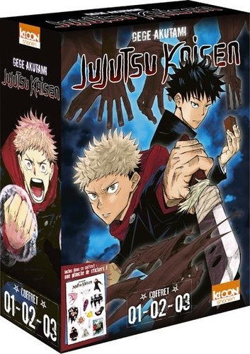 Jujutsu Kaisen : Coffret en 3 volumes. Tome 1, Ryomen Sukuna ; Tome 2, Naissance de la matrice ; Tome 3, Retour de bâton. contient une planche de stickers